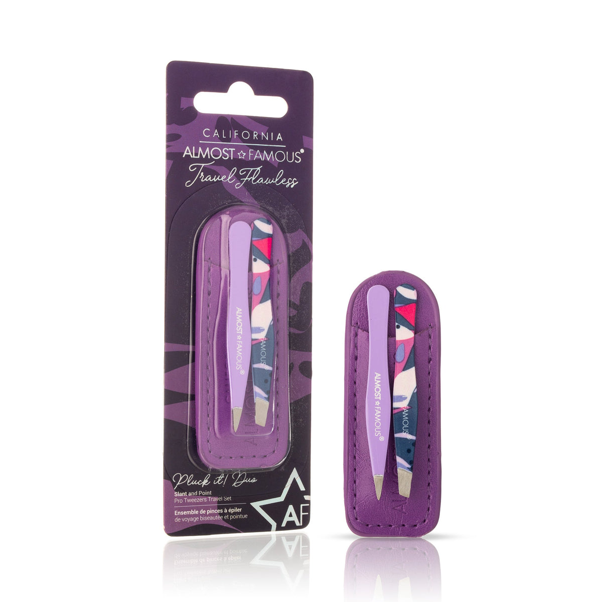 ALMOST FAMOUS "Smooth & Clear" Grooming Set | Mini Flat Iron, Blemish Tool Set, Tweezer Duo & Dermaplaning Razors