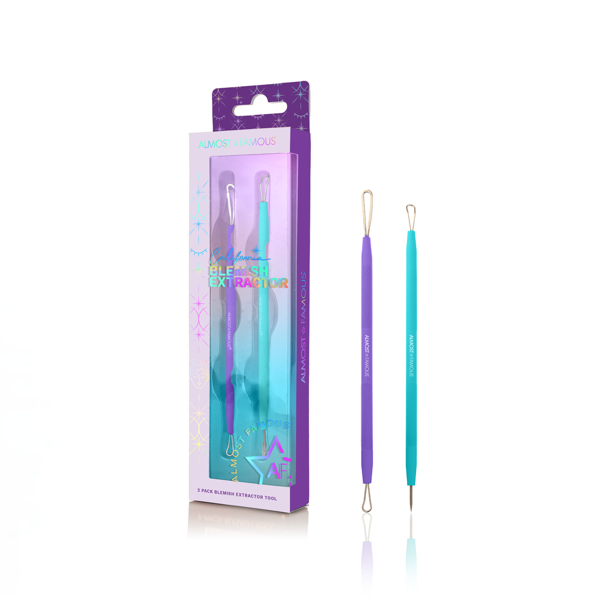 ALMOST FAMOUS "Smooth & Clear" Grooming Set | Mini Flat Iron, Blemish Tool Set, Tweezer Duo & Dermaplaning Razors