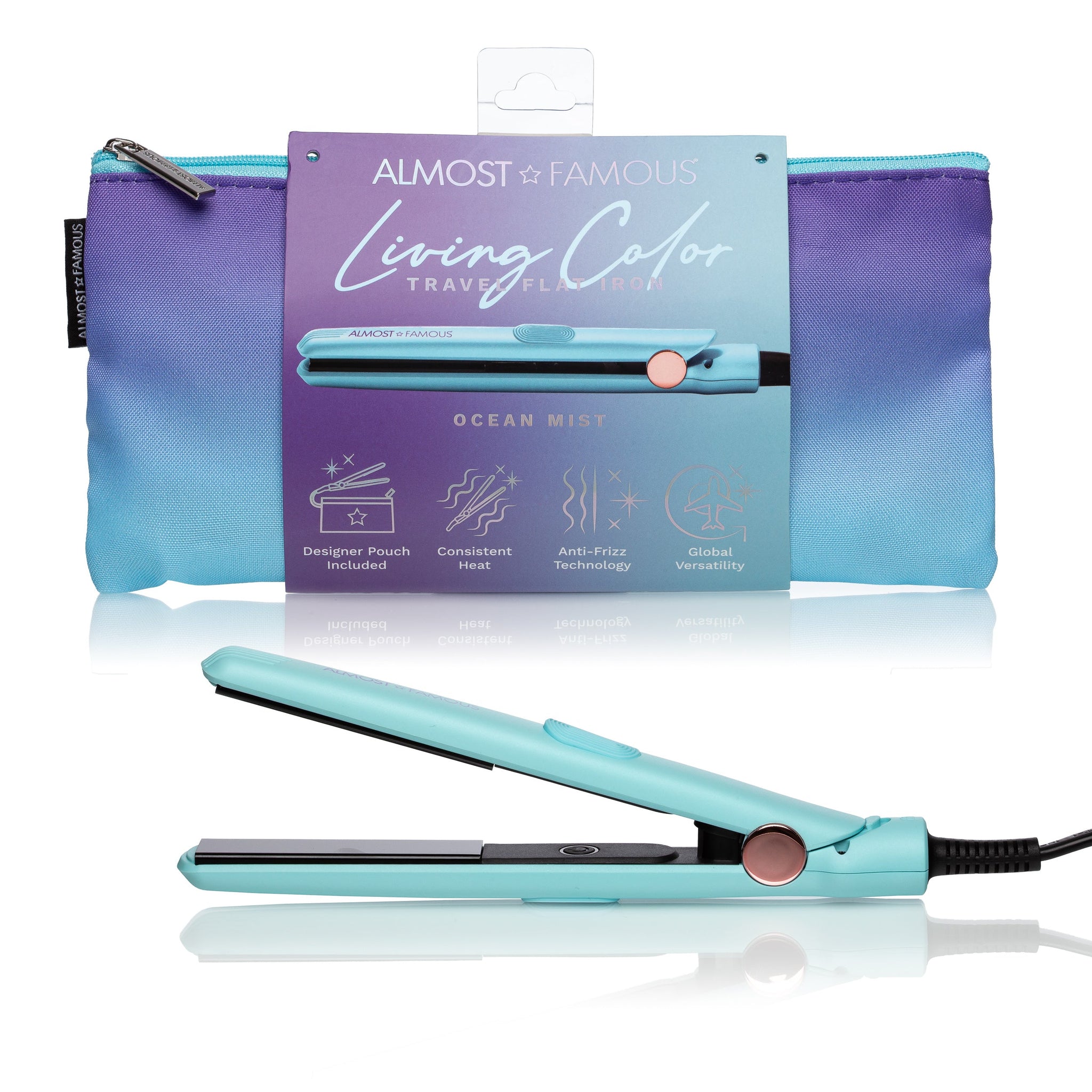 ALMOST FAMOUS "Smooth & Clear" Grooming Set | Mini Flat Iron, Blemish Tool Set, Tweezer Duo & Dermaplaning Razors